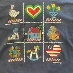 Vicki Melhart XL Tic Tac Toe Long Sleeve Shirt VTG Unique Design!